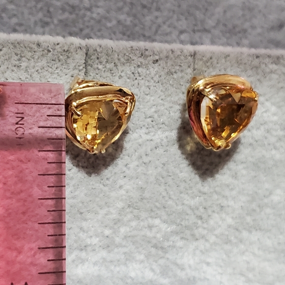14K Gold Citrine Earrings - Picture 3 of 10